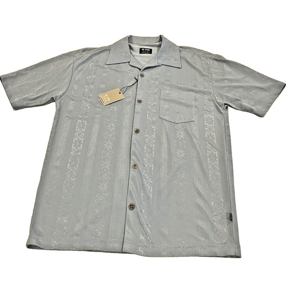 BC ETHIC Lounge Short Sleeve Shirt Mens SZ L NEW Shimmery Blue Button Up - Picture 10 of 11